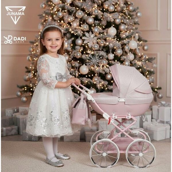 TAKO Junama Dolce Mini tiefer Puppenwagen mit großen Rädern und verstellbarem Griff
