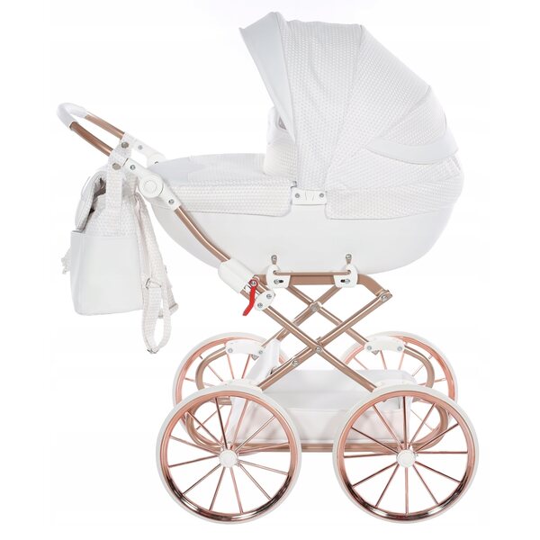 TAKO Junama Dolce Mini tiefer Puppenwagen mit großen Rädern und verstellbarem Griff