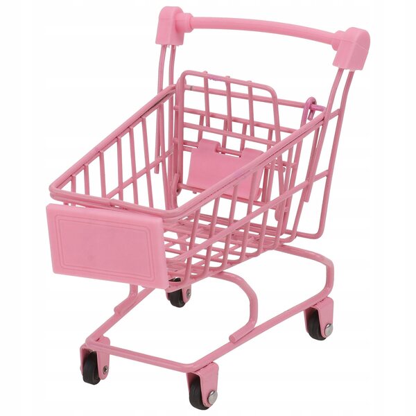 Mini Carrello Rosa con Ruote e Fiocco per Casa, Ufficio e Decorazioni
