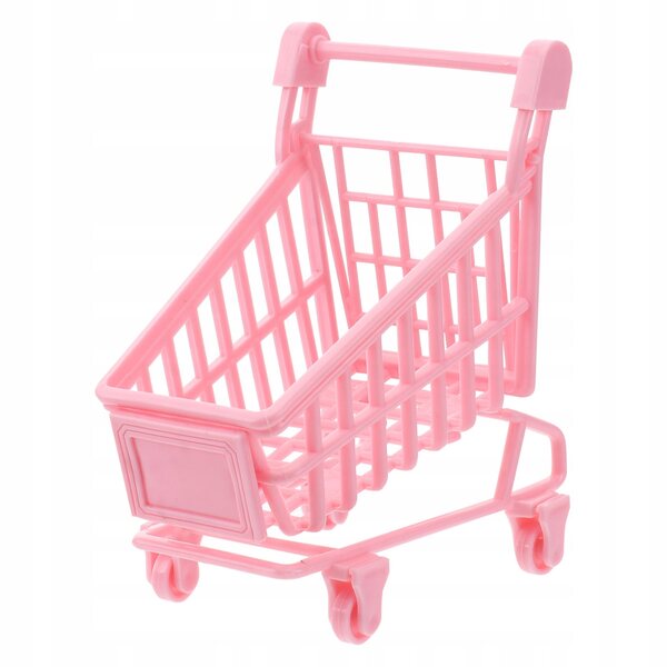 Mini Carrello Rosa con Ruote e Fiocco per Casa, Ufficio e Decorazioni