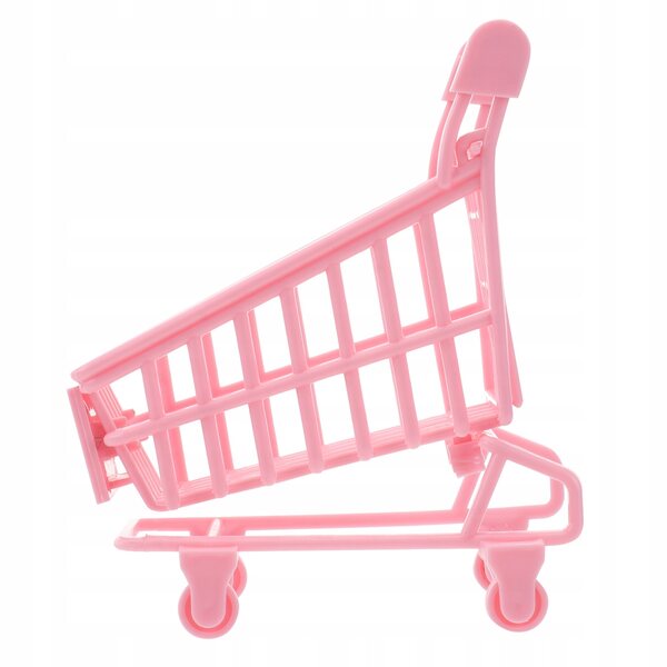 Mini Carrello Rosa con Ruote e Fiocco per Casa, Ufficio e Decorazioni