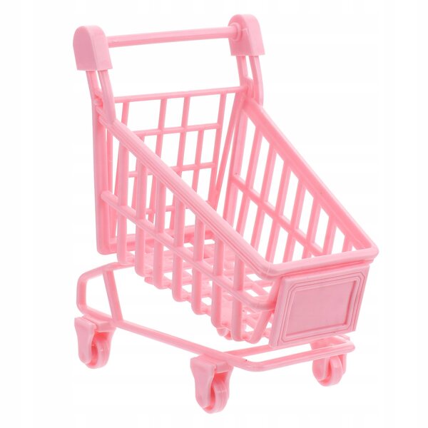 Mini Carrello Rosa con Ruote e Fiocco per Casa, Ufficio e Decorazioni
