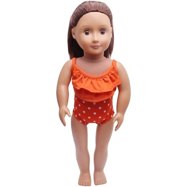 Costume da Bagno a Pois Arancione per Bambole 46 cm - Accessorio Casual Uterui