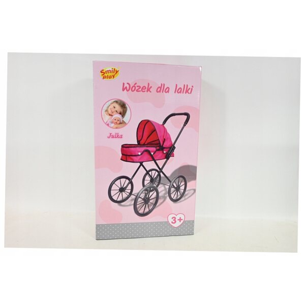Diepe poppenwagen met grote stevige wielen, hoogte 68 cm