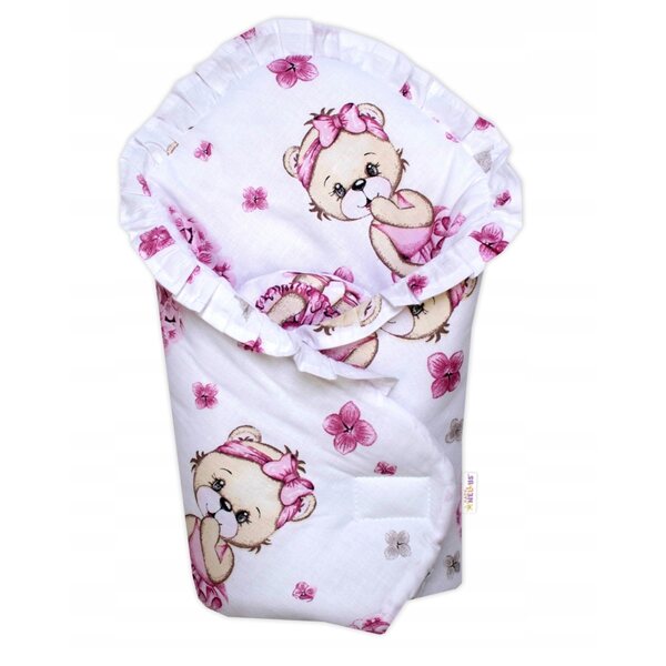 3D-Set für Baby Nellys Puppe mit rosa-weißer Decke, Kissen und Stirnband