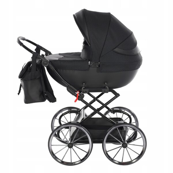 Puppenwagen Tako DOLCE mini 12 Schwarz Blau mit großen Rädern