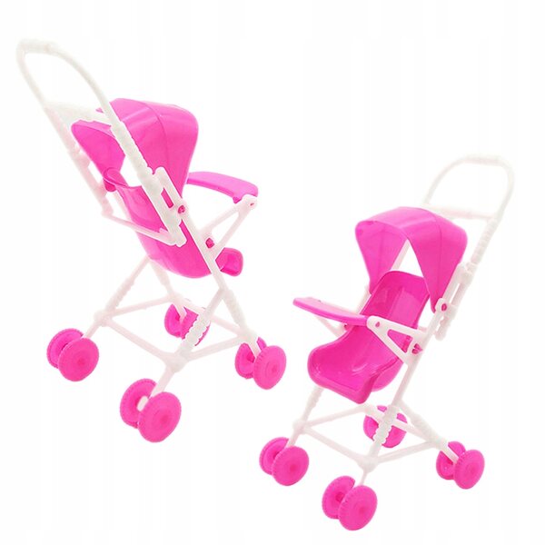Set van 2 roze kruiwagens voor plastic poppen, realistisch decoratief speelgoed