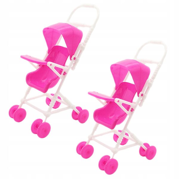 Set van 2 roze kruiwagens voor plastic poppen, realistisch decoratief speelgoed