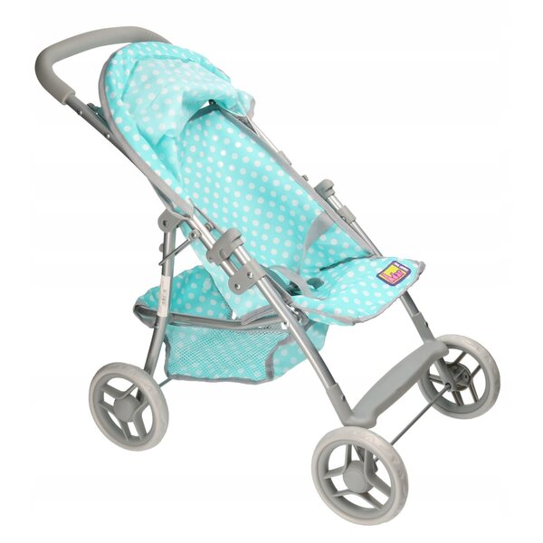 Adar Mint Dolls Kinderwagen mit Punkten, mit Zubehör und gepolstertem Griff