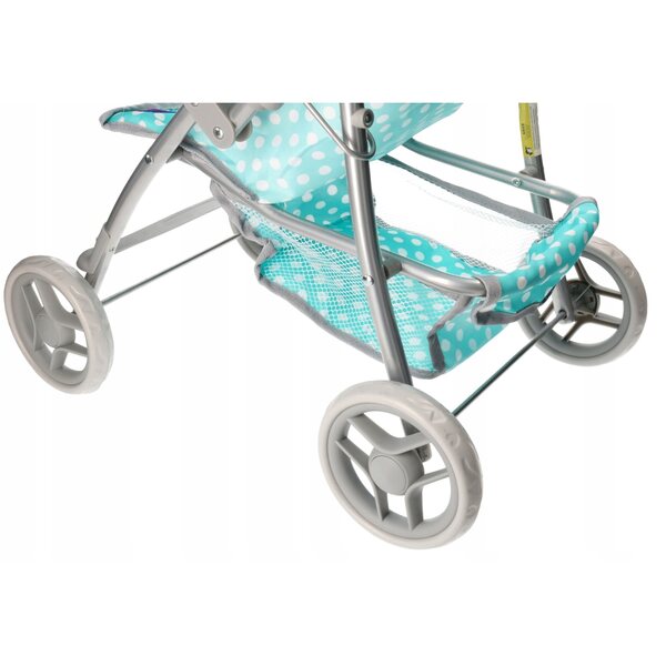 Adar Mint Dolls Kinderwagen mit Punkten, mit Zubehör und gepolstertem Griff