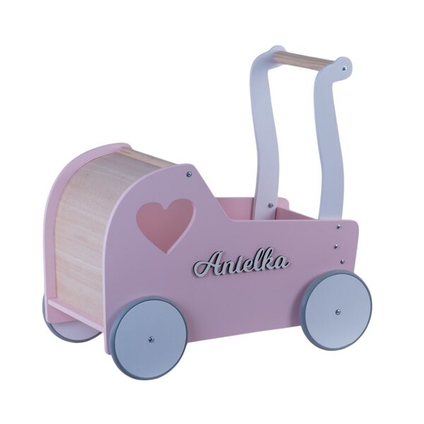 EKids Retro tiefer Puppenwagen aus natürlichem und sicherem Holz
