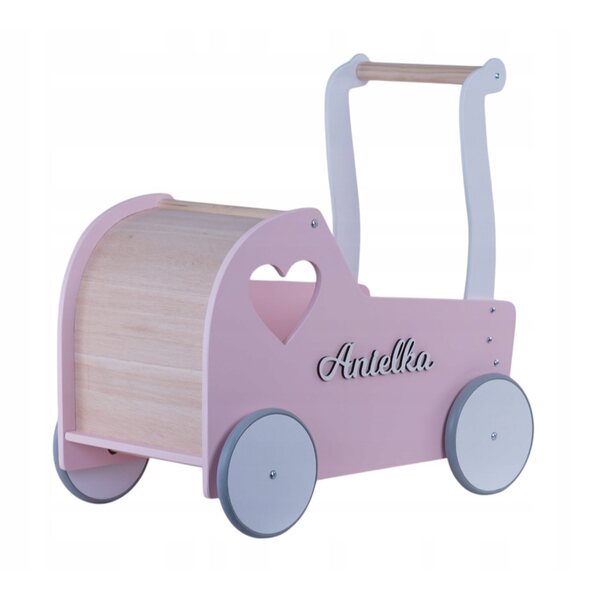 EKids Retro tiefer Puppenwagen aus natürlichem und sicherem Holz