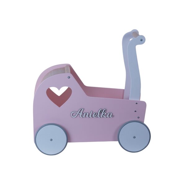 EKids Retro tiefer Puppenwagen aus natürlichem und sicherem Holz