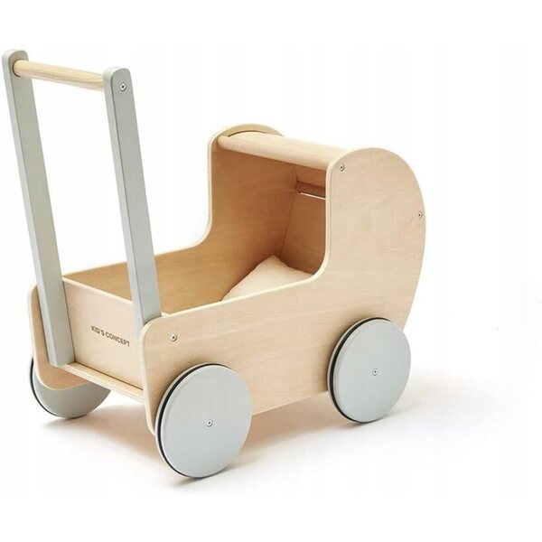 Tiefer Kinderwagen für Kids Concept-Puppen aus Holz und Stoff ab 3 Jahren