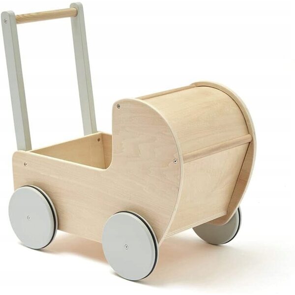Tiefer Kinderwagen für Kids Concept-Puppen aus Holz und Stoff ab 3 Jahren