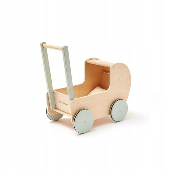 Tiefer Kinderwagen für Kids Concept-Puppen aus Holz und Stoff ab 3 Jahren