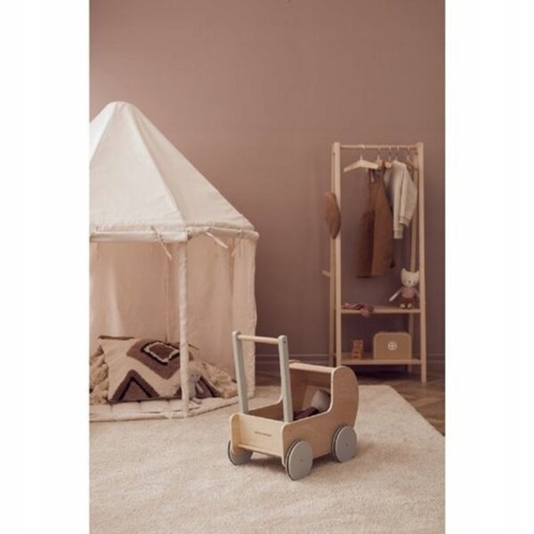 Tiefer Kinderwagen für Kids Concept-Puppen aus Holz und Stoff ab 3 Jahren