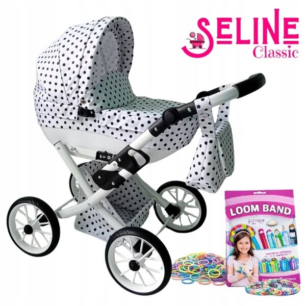 Seline Classic 2026 tiefer Puppenwagen, faltbar, verstellbar und Zubehör