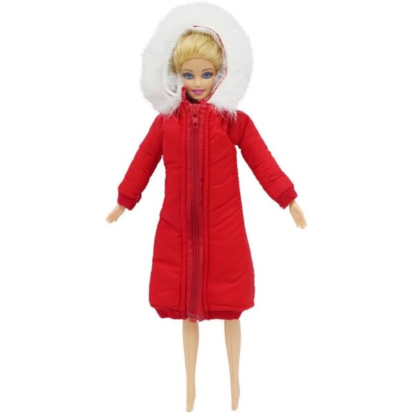 Giacca Lunga Imbottita per Bambole BJD 1/6, Cappotto Invernale Rosso 30 cm