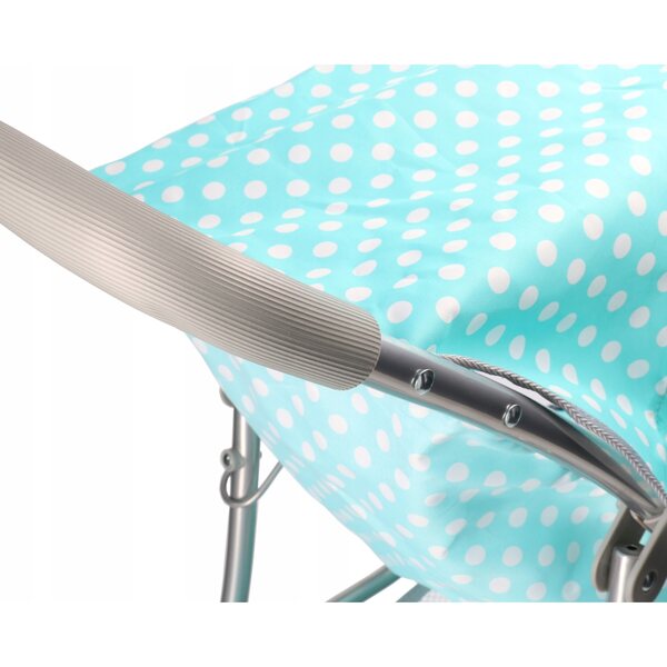 Mintfarbener Puppenwagen mit Punkten, Dach und Korb
