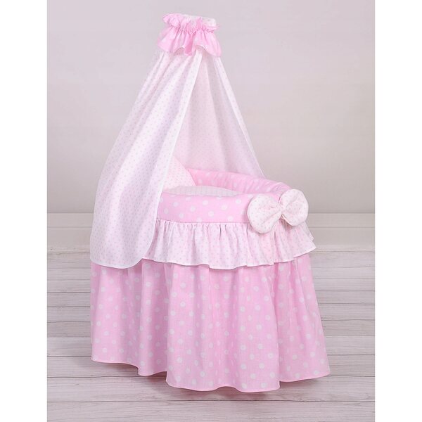 My Sweet Baby Puppenwagen aus Korbgeflecht mit rosa Verdeck