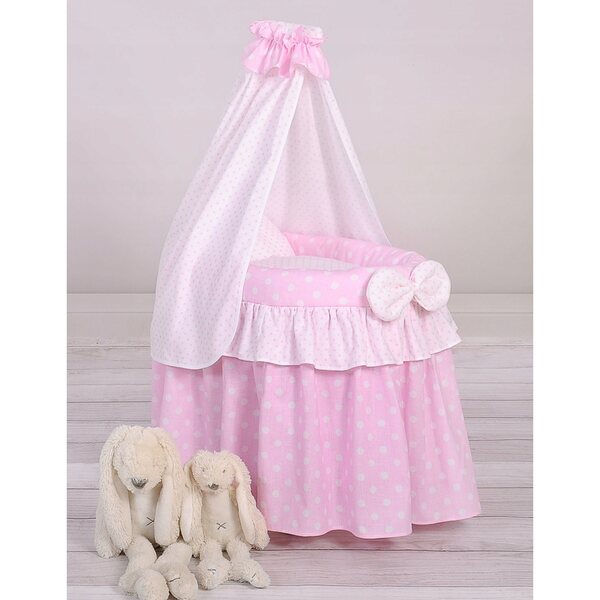 My Sweet Baby Puppenwagen aus Korbgeflecht mit rosa Verdeck