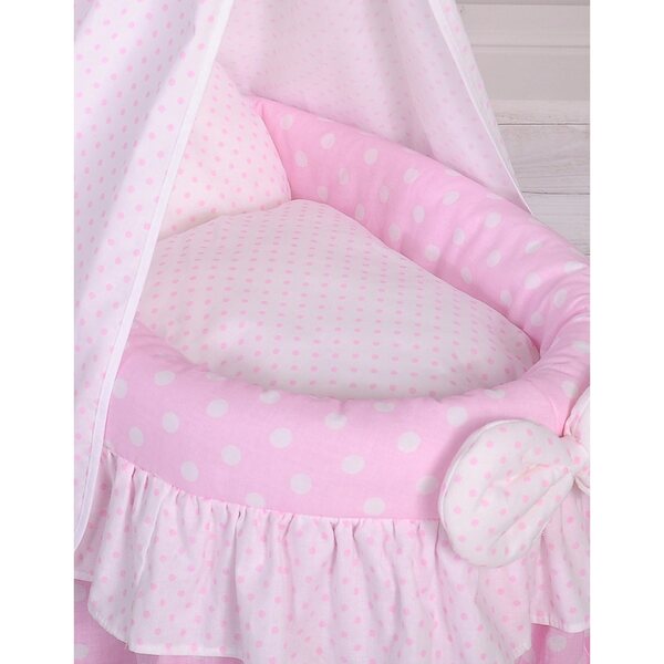 My Sweet Baby Puppenwagen aus Korbgeflecht mit rosa Verdeck