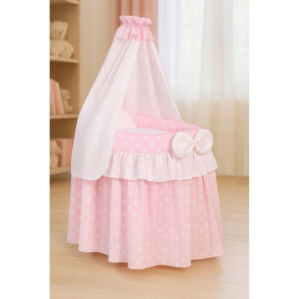My Sweet Baby Puppenwagen aus Korbgeflecht mit rosa Verdeck