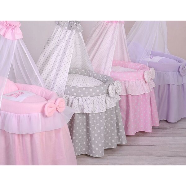 My Sweet Baby Puppenwagen aus Korbgeflecht mit rosa Verdeck
