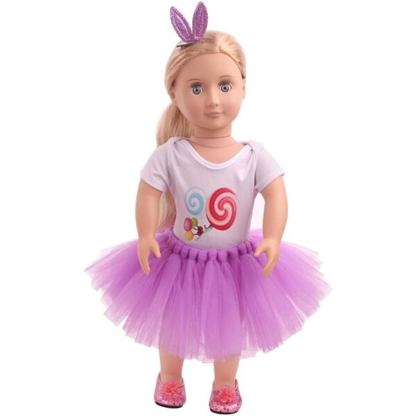 Abbigliamento per Bambole 46 cm - Maglietta Lecca-Lecca e Gonna in Pizzo Rete Casual