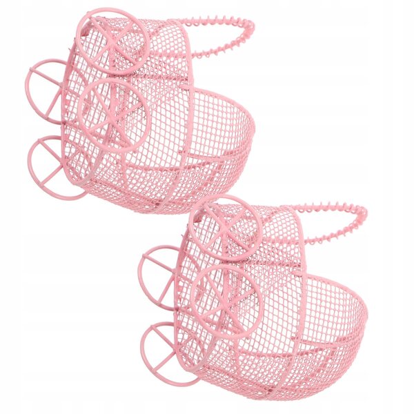 Set van 2 mini roze ijzeren kinderwagens voor poppen, miniatuuraccessoires voor thuis