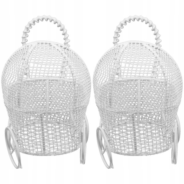Set 2 Miniature Carrozzine Bianche in Metallo per Casa delle Bambole 8x8x5,5 cm