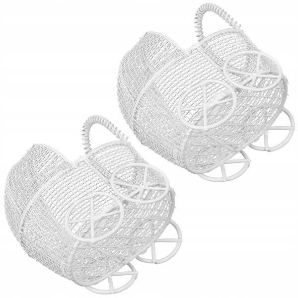 Set 2 Miniature Carrozzine Bianche in Metallo per Casa delle Bambole 8x8x5,5 cm