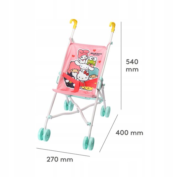Hello Kitty Puppenwagen aus Holz, schwedisches Design, für Puppen bis 45 cm