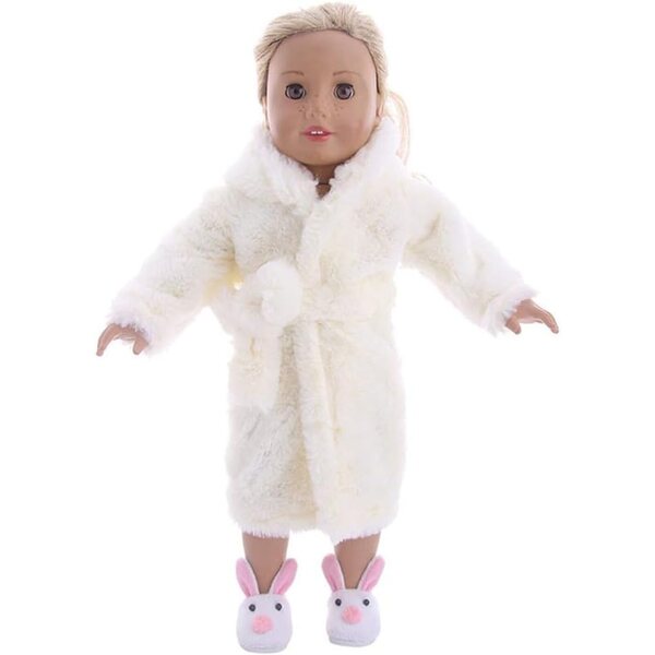 Accappatoio per Bambola 46 cm in Peluche con Cintura Beige - Uterui
