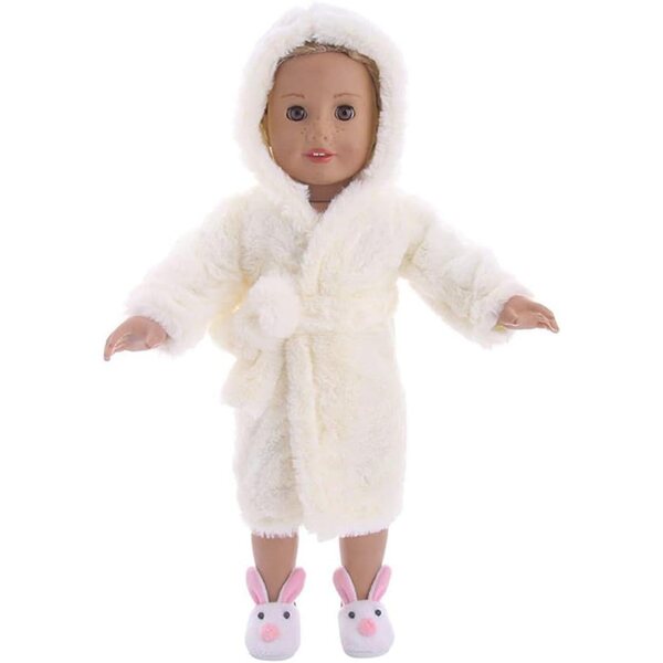 Accappatoio per Bambola 46 cm in Peluche con Cintura Beige - Uterui
