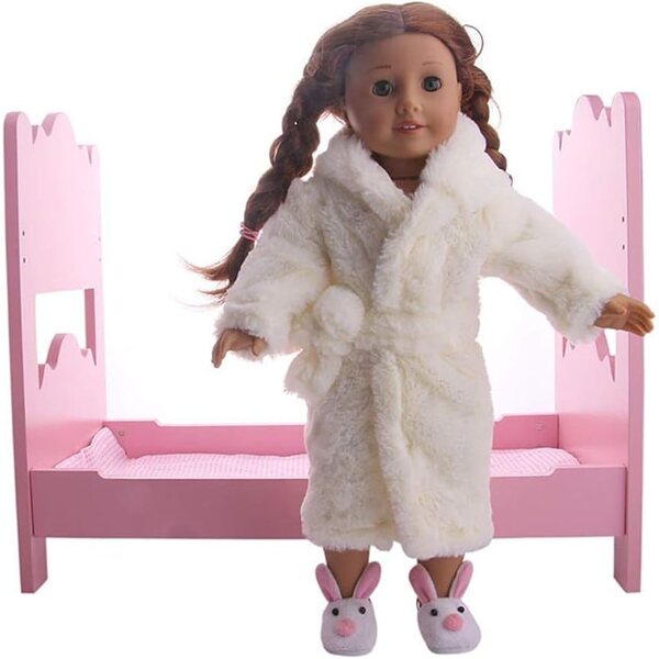 Accappatoio per Bambola 46 cm in Peluche con Cintura Beige - Uterui