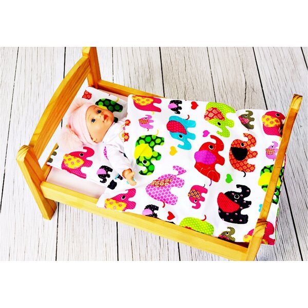 Komplettes Bettwäscheset für Puppenkinderwagen aus 100 % Baumwolle