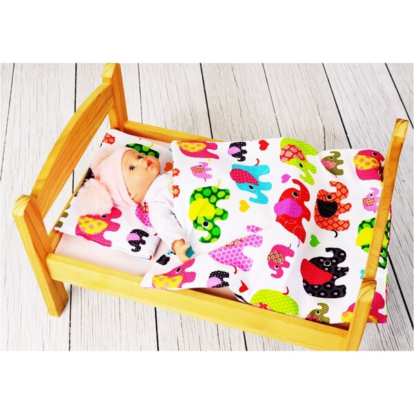 Komplettes Bettwäscheset für Puppenkinderwagen aus 100 % Baumwolle