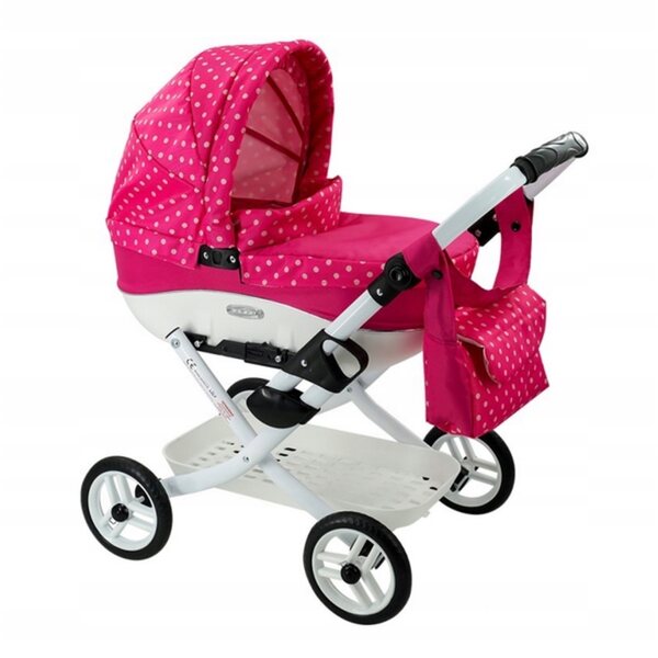 Adbor LILY LC-09 Puppenwagen mit Tasche und Korb + Set farbiger Gummibänder