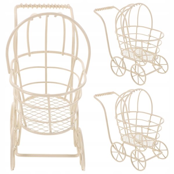 Set 3 Mini Passeggini in Metallo Eleganti per Bambole e Decorazioni Bambini