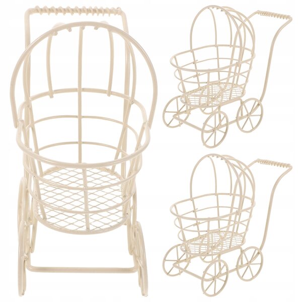 Set mit 3 eleganten Mini-Kinderwagen aus Metall für Puppen und Kinderdekorationen