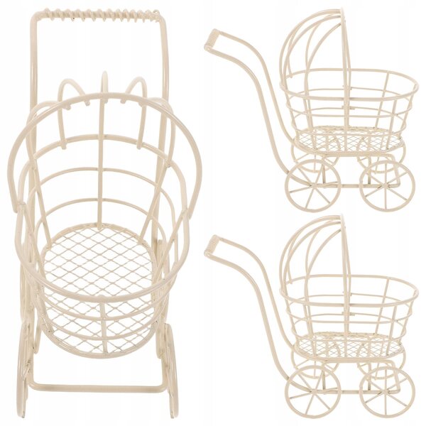 Set mit 3 eleganten Mini-Kinderwagen aus Metall für Puppen und Kinderdekorationen