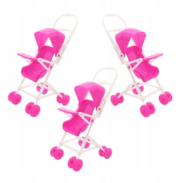 Set 3 Carriola Rosa per Bambole - Gioco Sicuro e Divertente per Bambini