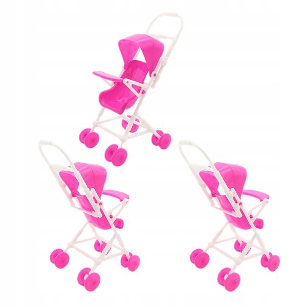 Set van 3 roze kruiwagens voor poppen - veilig en leuk spel voor kinderen