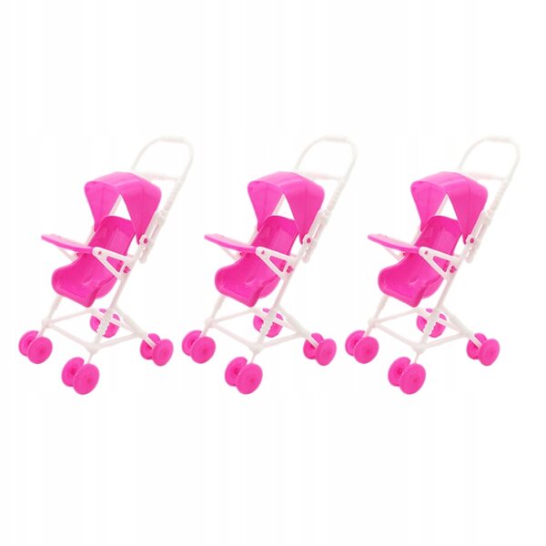 Set van 3 roze kruiwagens voor poppen - veilig en leuk spel voor kinderen