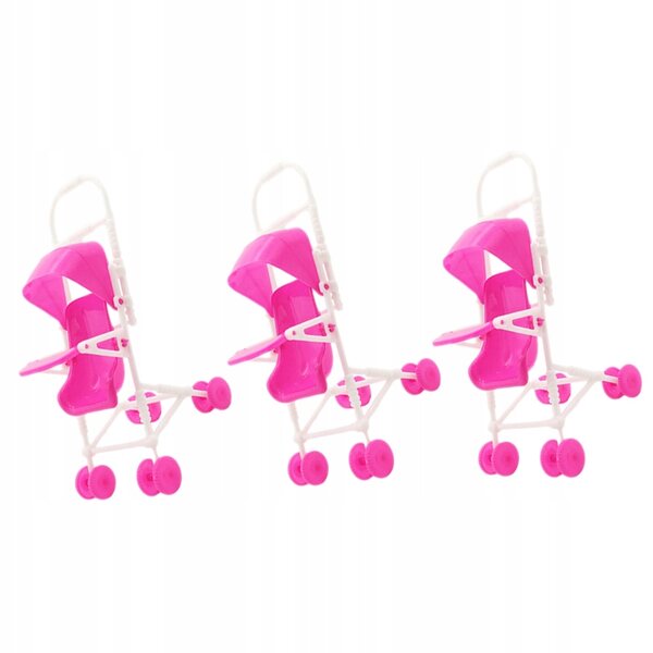 Set van 3 roze kruiwagens voor poppen - veilig en leuk spel voor kinderen