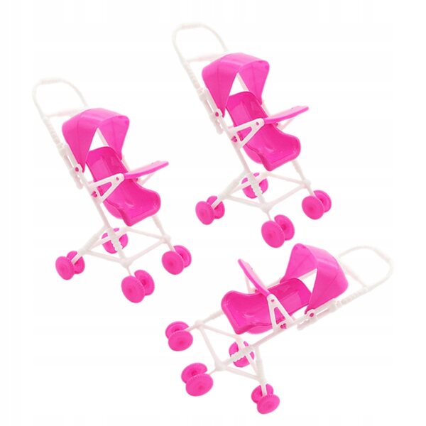 Set van 3 roze kruiwagens voor poppen - veilig en leuk spel voor kinderen