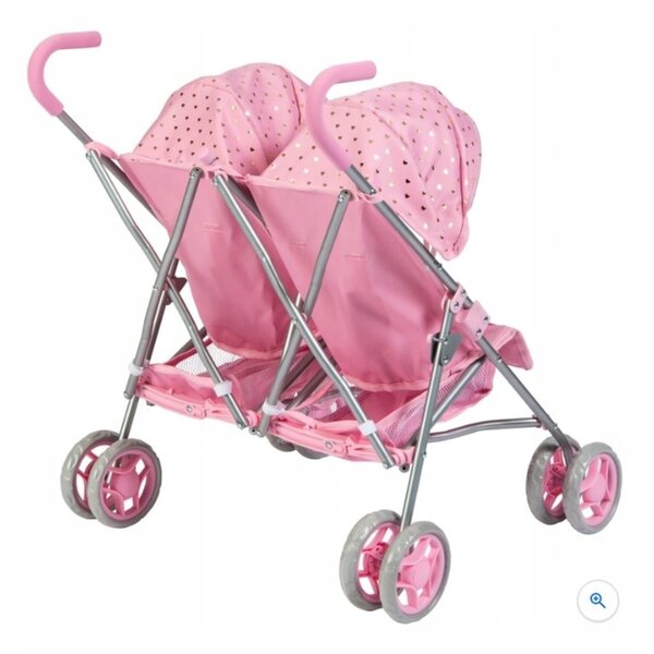 Pink Ivy & Lily Puppenwagen mit Doppelsitz und funktionellem Zubehör