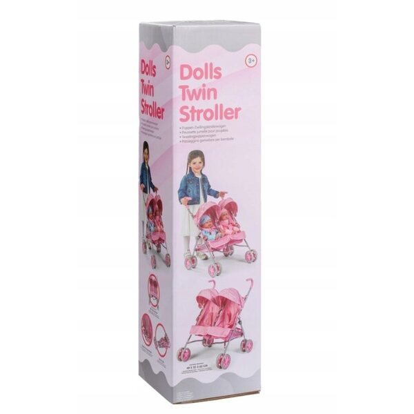 Pink Ivy & Lily Puppenwagen mit Doppelsitz und funktionellem Zubehör